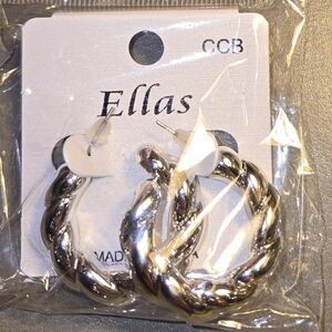 Ellas Silver Twisted Hoop Earrings